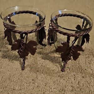 Home Interiors Maple Leaf Metal Candle Holders
